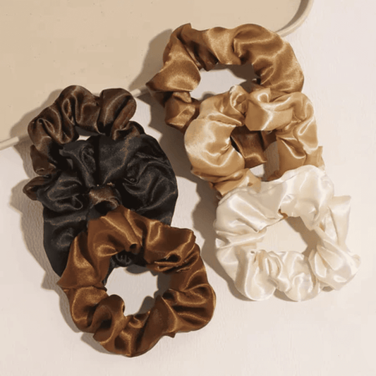 Kit 10 Xuxinhas de Cetim Cachiaras Tons Nude e Marrom